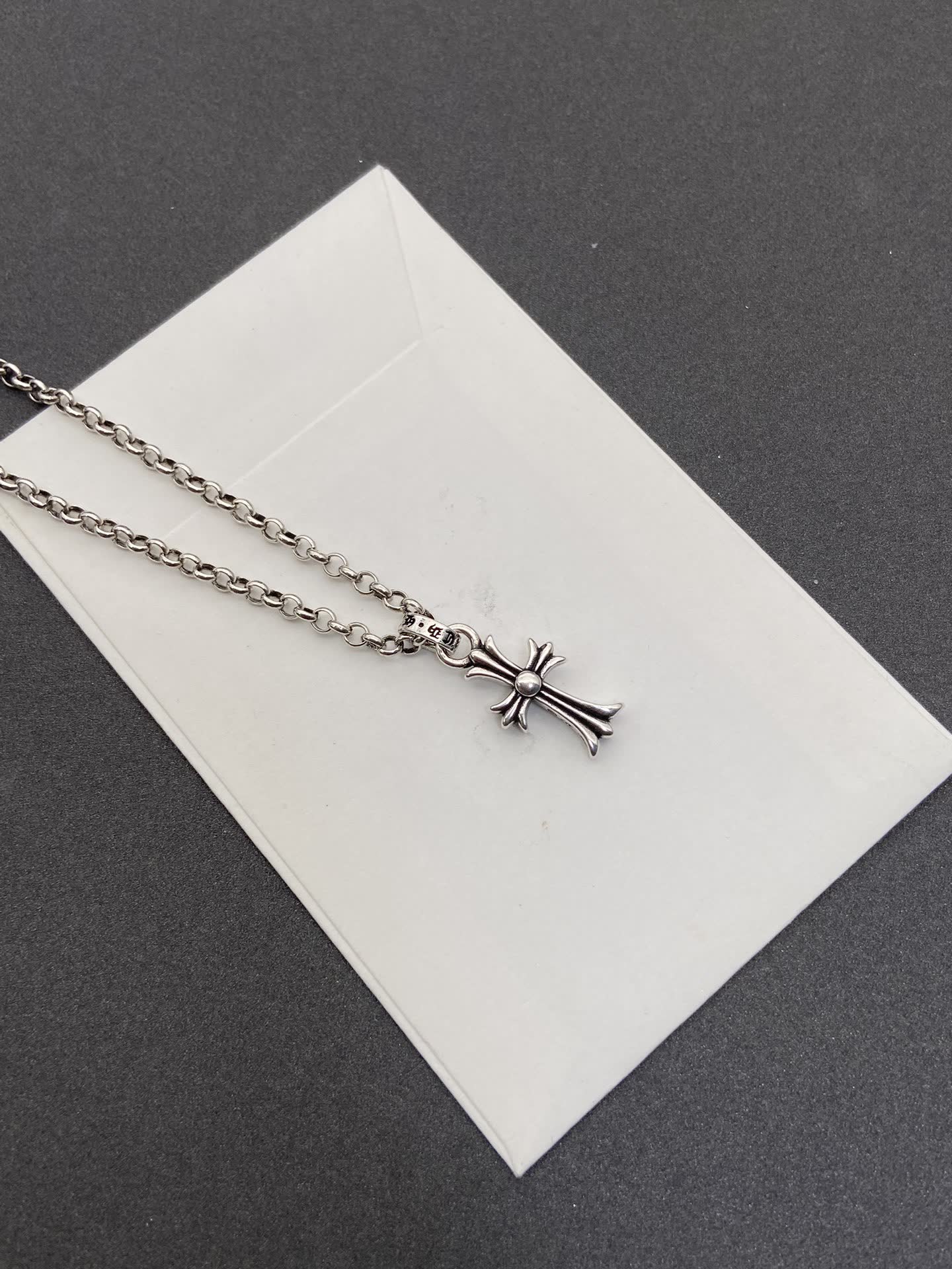 Chrome Hearts Silver Cross Pendant Necklace